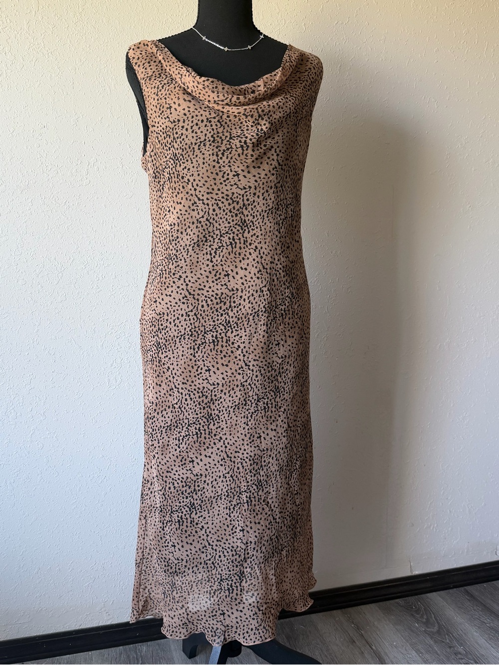 Merona Matthew Leopard Print cowl neck Midi Dress Vintage, 90s minimalist slip d
